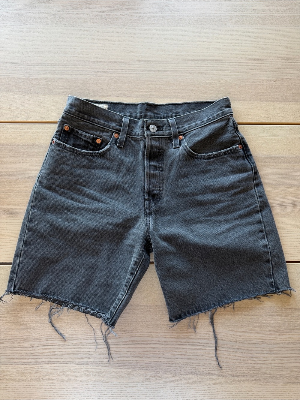 Levi’s High-Waist Grey Denim Cutoff Shorts